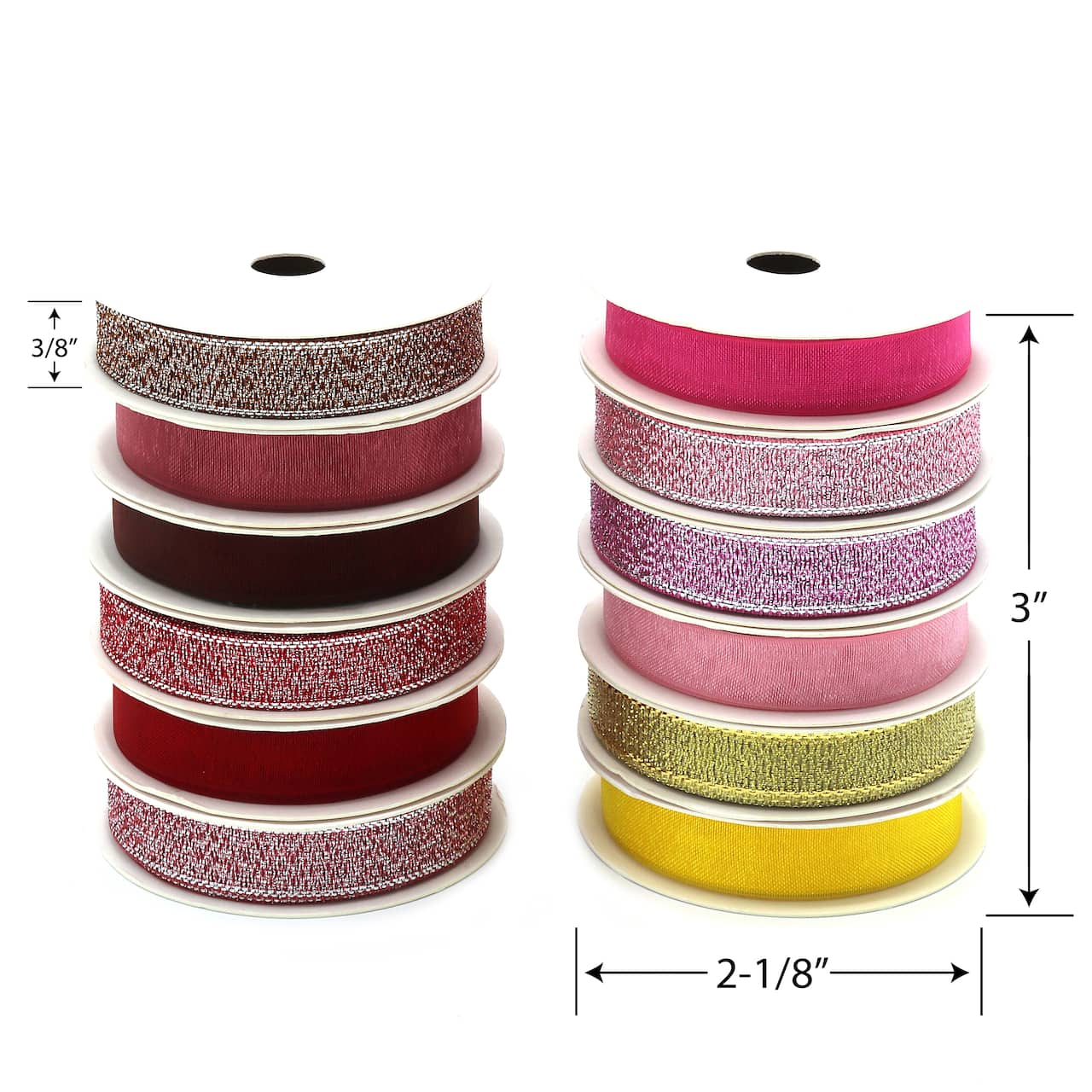 Gwen Studios 3/8 x 2yd. Sheer & Metallic Holiday Ribbon Pack, 24ct.